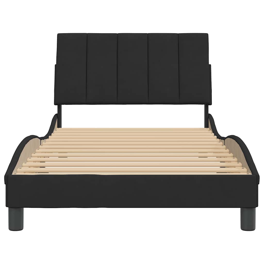 Bed Frame without Mattress "Hanko" Black 107x203 cm King Single Velvet