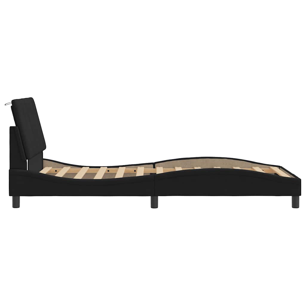 Bed Frame without Mattress "Hanko" Black 107x203 cm King Single Velvet