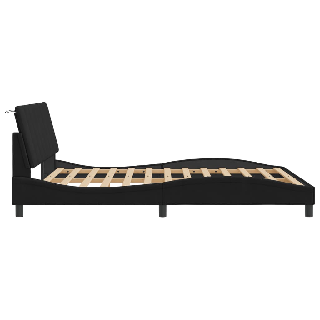 Bed Frame without Mattress "Hanko" Black 152x203 cm Queen Velvet