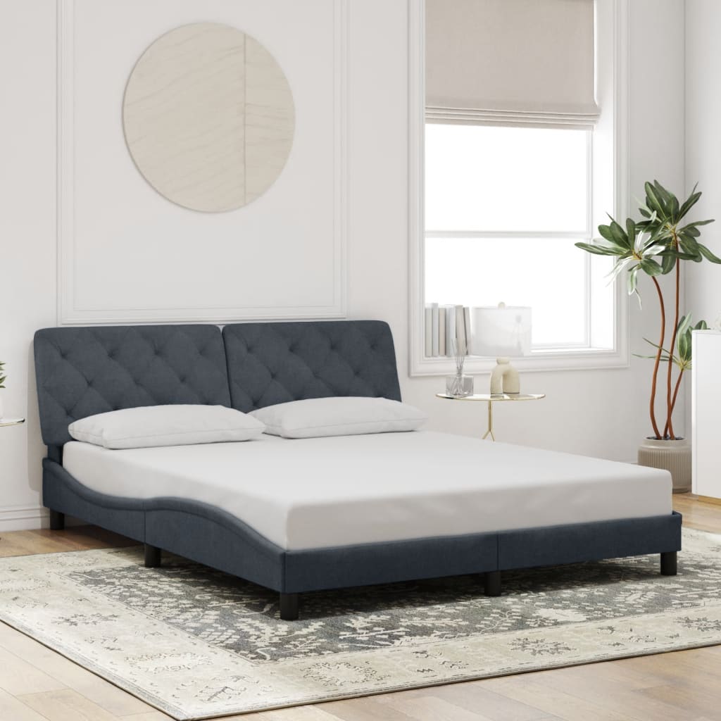 Bed Frame without Mattress Dark Grey 152x203 cm Queen Velvet