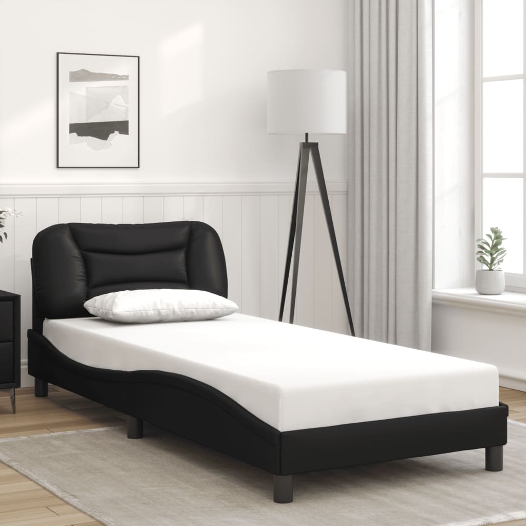 Bed Frame without Mattress "Hvar" Black 90x190 cm Faux Leather