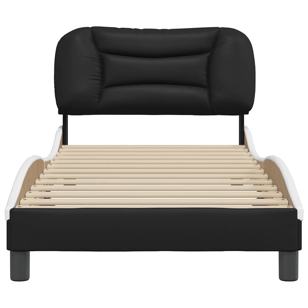 Bed Frame without Mattress "Hvar" Black and White 90x190 cm