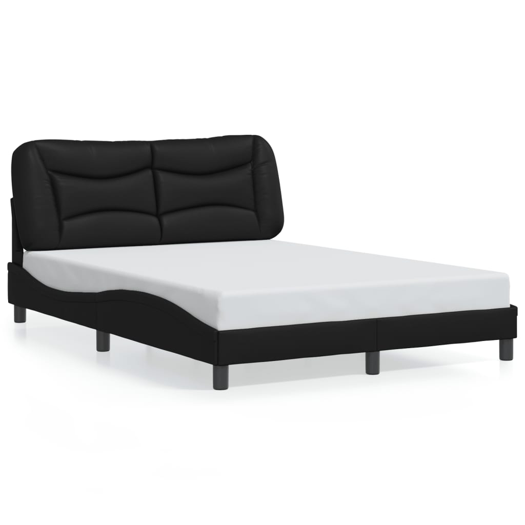 Bed Frame without Mattress "Hvar" Black 137x190 cm Double Faux Leather