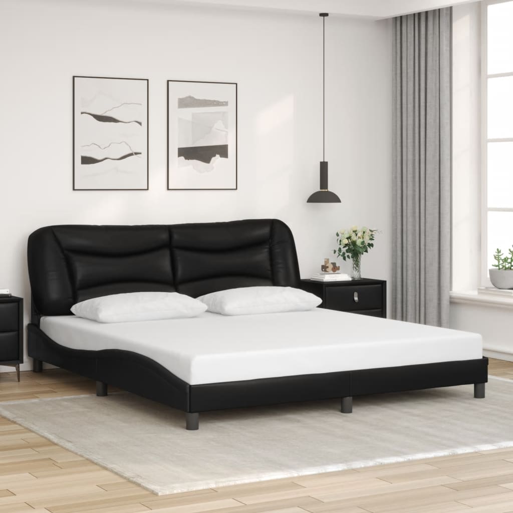 Bed Frame without Mattress "Hvar" Black 180x200 cm King Faux Leather