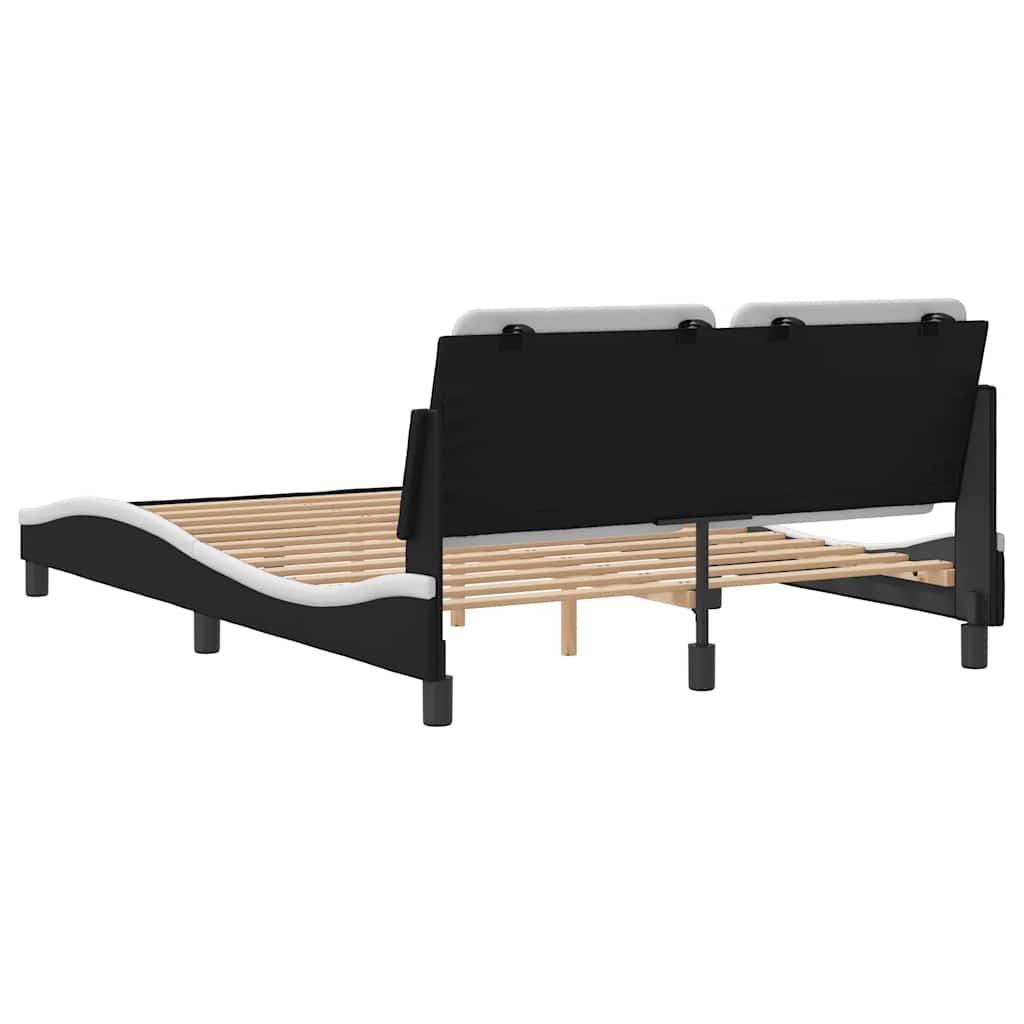 Bed Frame without Mattress "Zadar" Black and White 137x190 cm Fabric