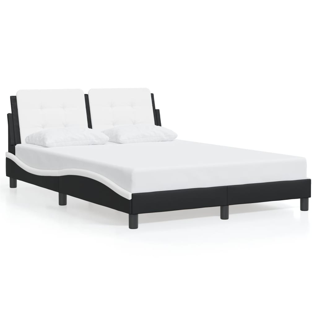 Bed Frame without Mattress "Zadar" Black and White 137x190 cm Fabric