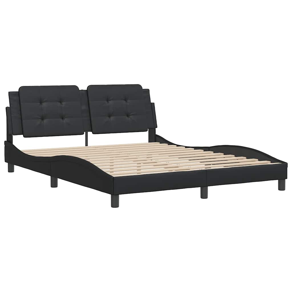 Bed Frame without Mattress "Zadar" Black 152x203 cm Queen Fabric