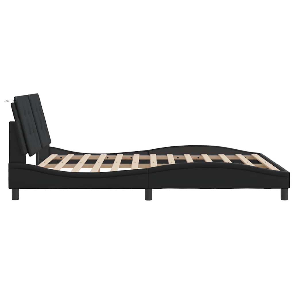 Bed Frame without Mattress "Zadar" Black 152x203 cm Queen Fabric