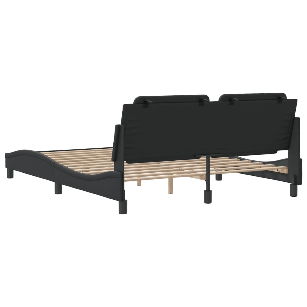 Bed Frame without Mattress "Zadar" Black 152x203 cm Queen Fabric