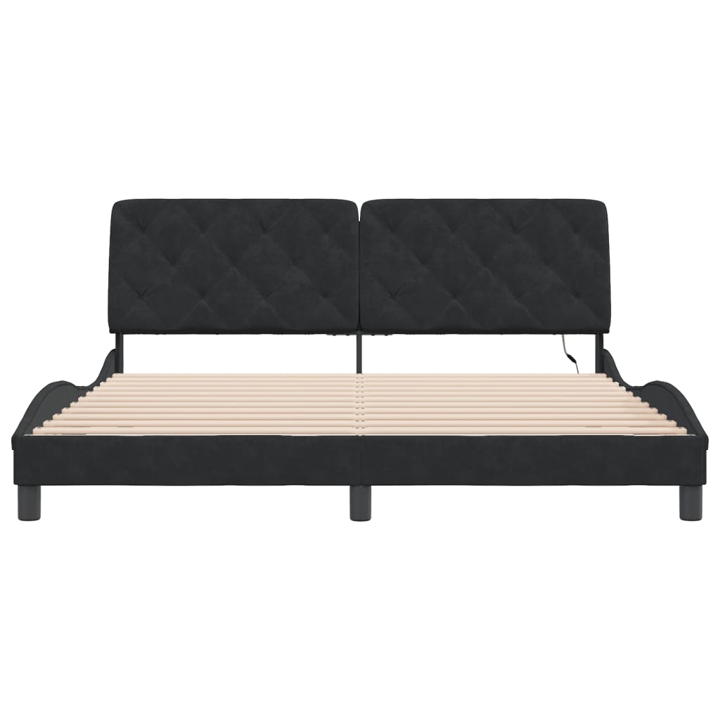 Bed Frame with LED without Mattress Black 180x200 cm Velvet