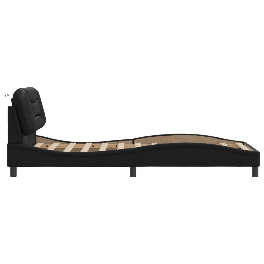 Bed Frame with LED without Mattress "Hvar" Black 90x190 cm
