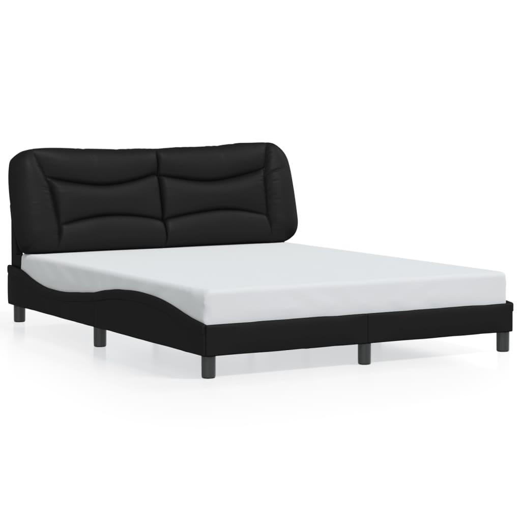 Bed Frame with LED without Mattress "Hvar" Black 152x203 cm