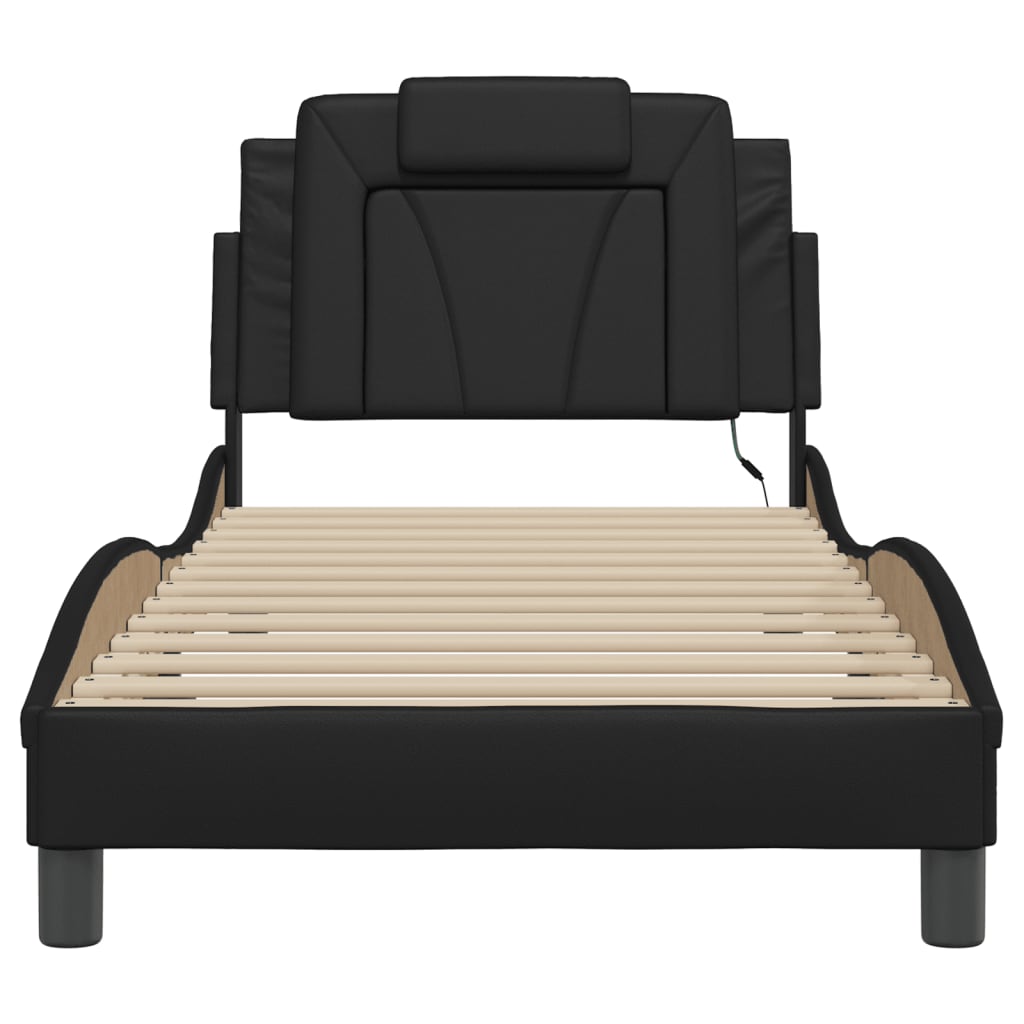 Bed Frame "Viana" with LED without Mattress Black 90x190 cm