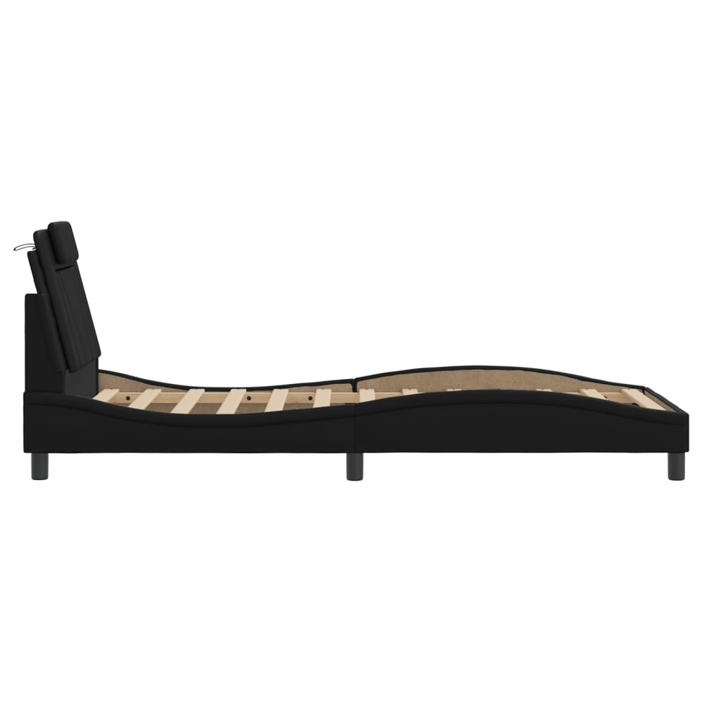 Bed Frame "Viana" with LED without Mattress Black 90x190 cm