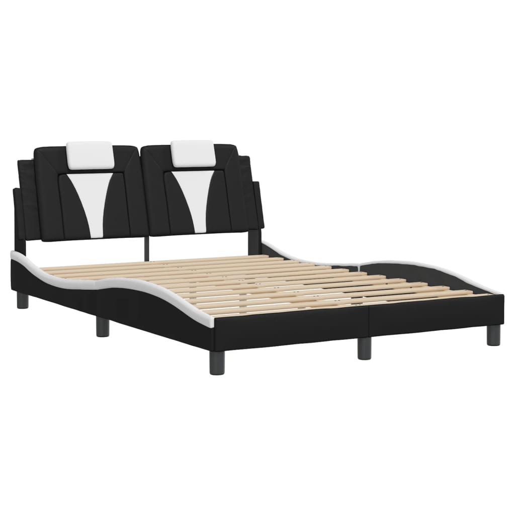 Bed Frame "Viana" with LED without Mattress Black and White 137x190 cm