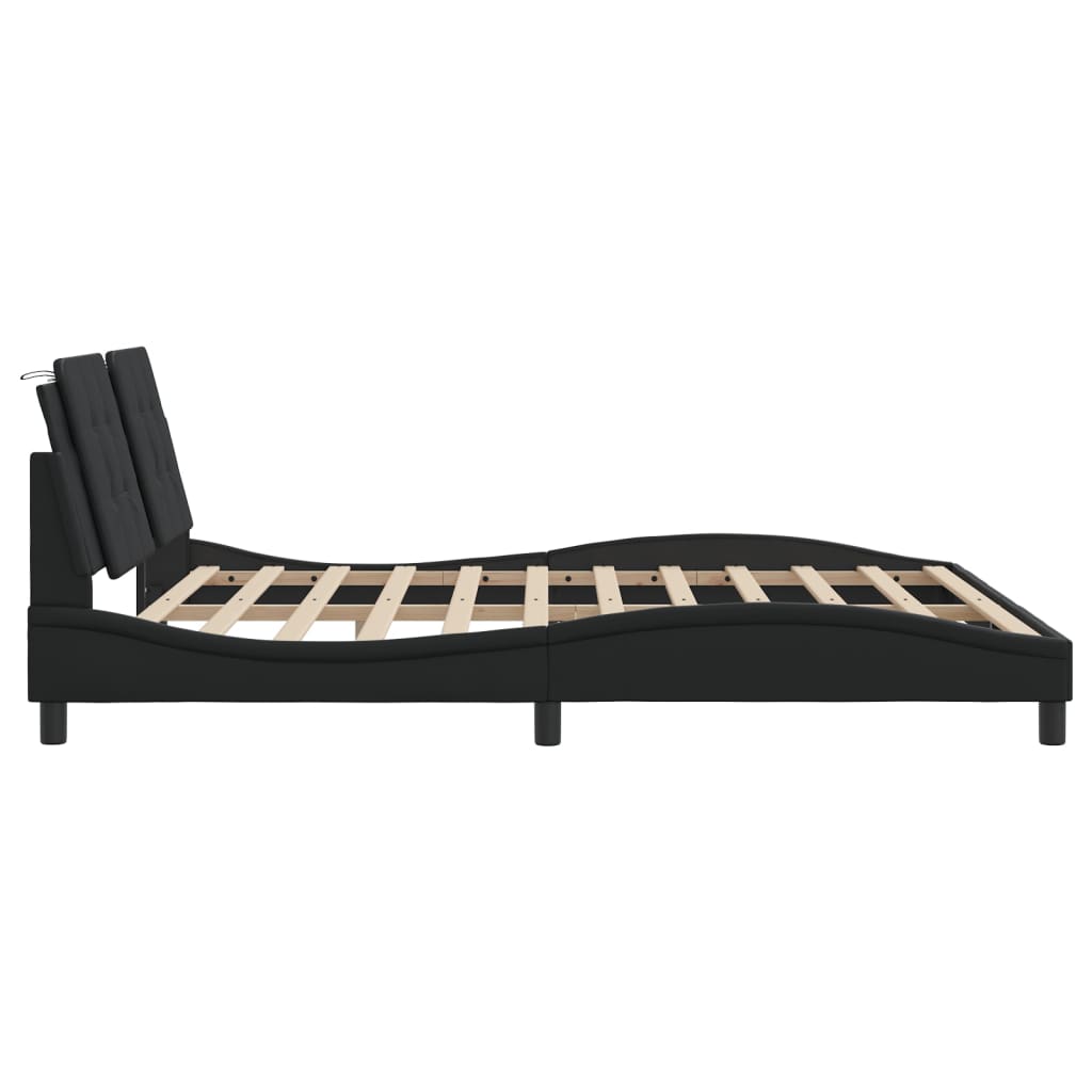 Bed Frame with LED without Mattress "Zadar" Black 180x200 cm