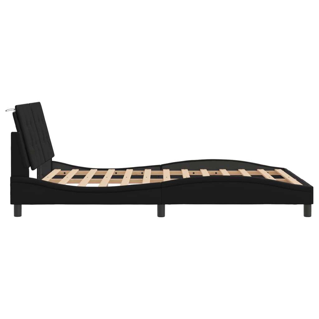 Bed Frame with LED without Mattress "Zadar" Black 137x190 cm