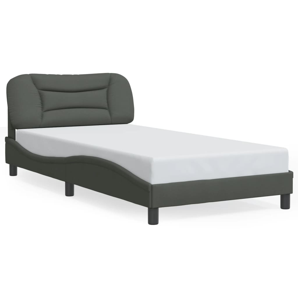 Bed Frame with LED without Mattress "Hvar" Dark Grey 107x203 cm King Single Fabric