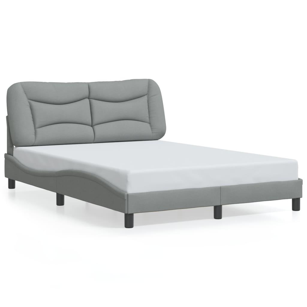 Bed Frame with LED without Mattress "Hvar" Dark Grey 137x190 cm Double Fabric