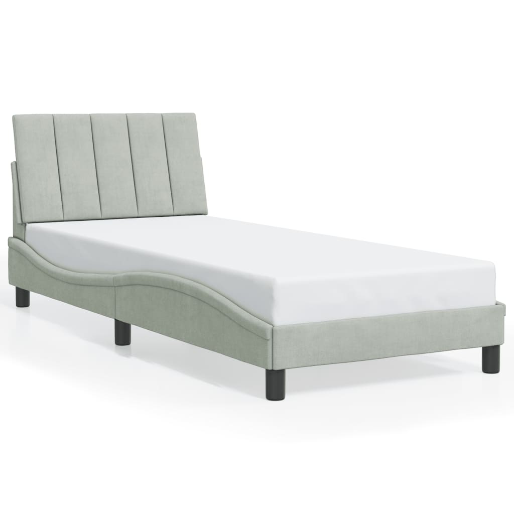 Bed Frame with LED without Mattress "Hanko" Dark Grey 90x190 cm Velvet