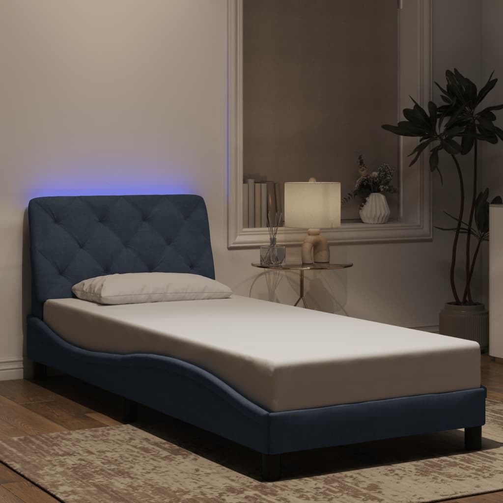 Bed Frame with LED without Mattress Dark Grey 90x190 cm Velvet