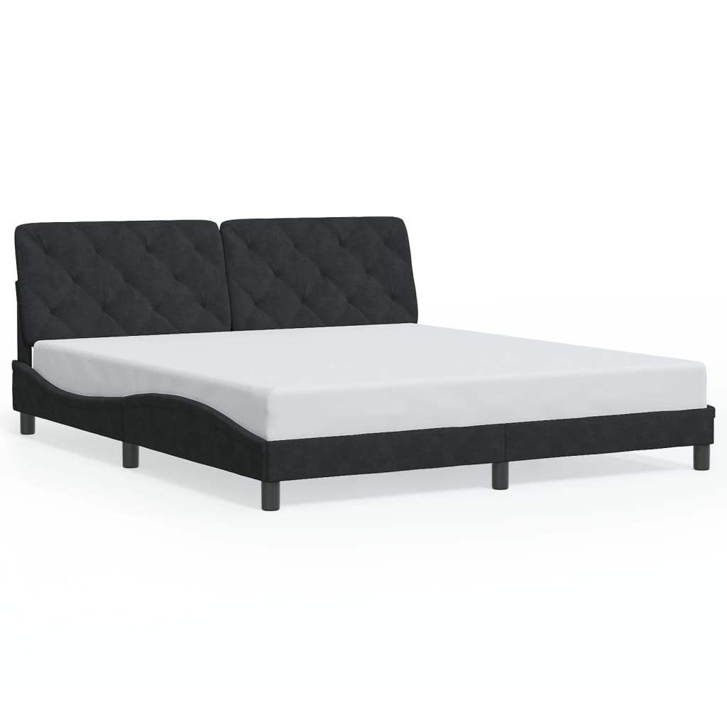 Bed Frame with LED without Mattress Black 180x200 cm Velvet