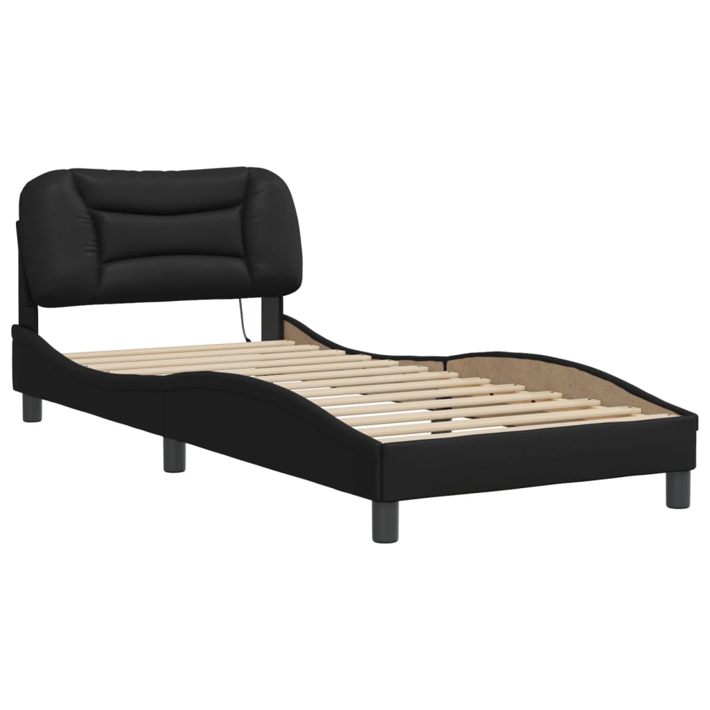 Bed Frame with LED without Mattress "Hvar" Black 90x190 cm