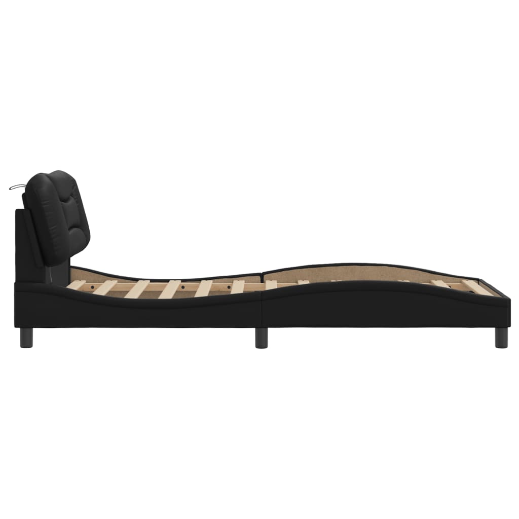 Bed Frame with LED without Mattress "Hvar" Black 90x190 cm