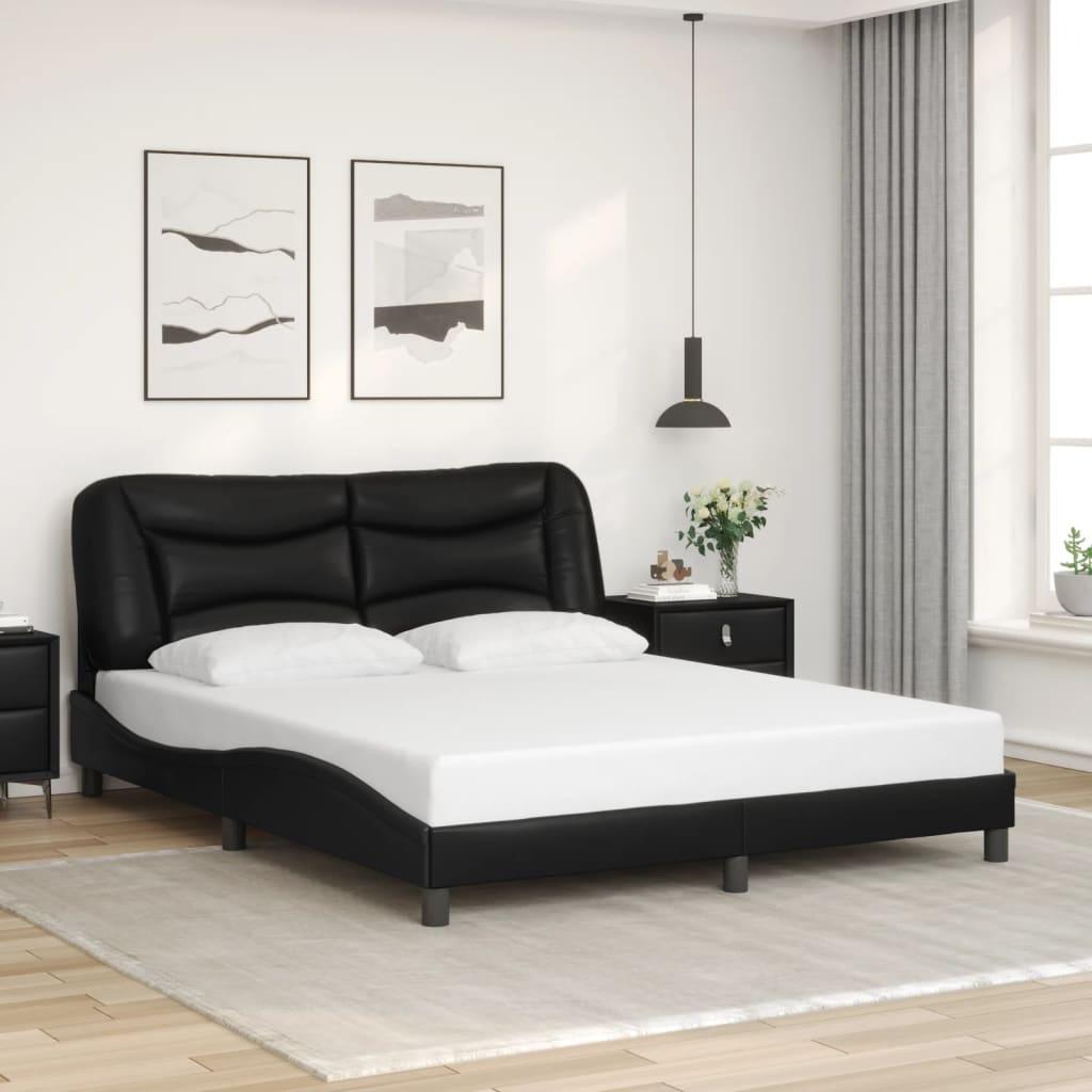 Bed Frame with LED without Mattress "Hvar" Black 152x203 cm