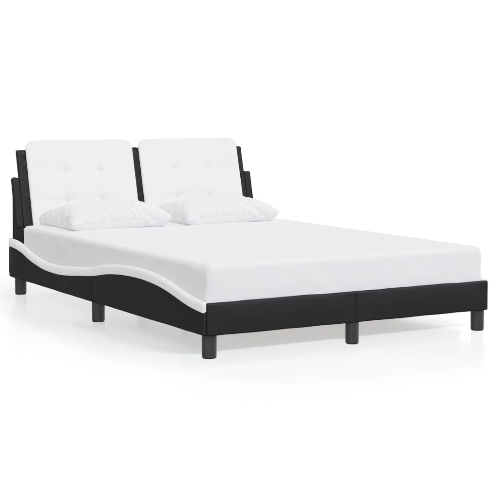 Bed Frame with LED without Mattress "Zadar" Black and White 137x190 cm