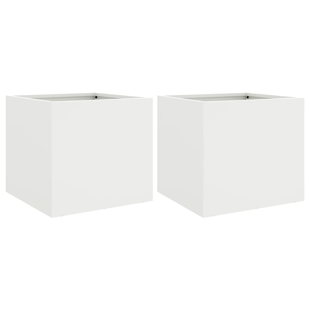 Planters 2 pcs White 32x30x29 cm Steel