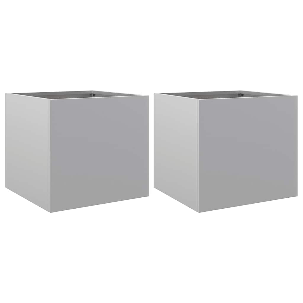 Planters 2 pcs Silver 32x30x29 cm Galvanised Steel