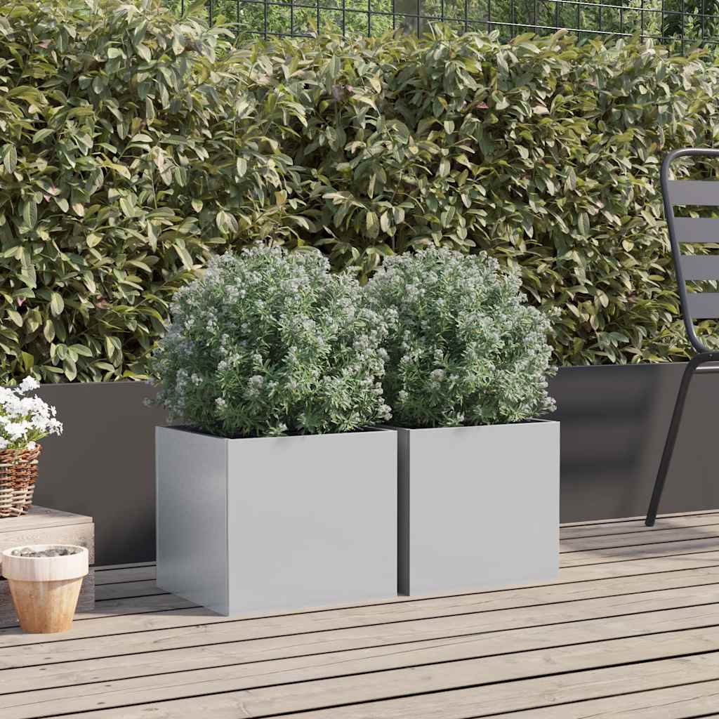 Planters 2 pcs Silver 32x30x29 cm Galvanised Steel
