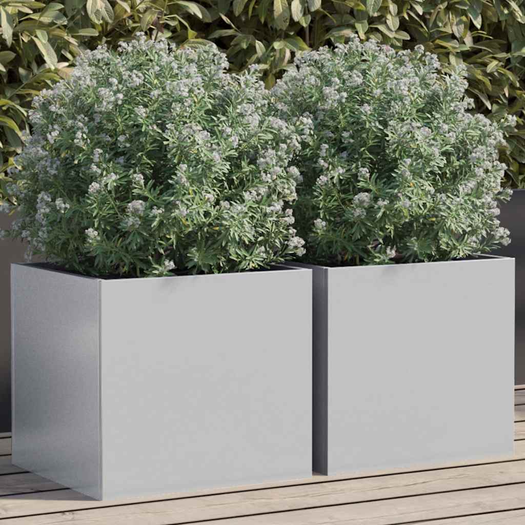 Planters 2 pcs Silver 32x30x29 cm Galvanised Steel