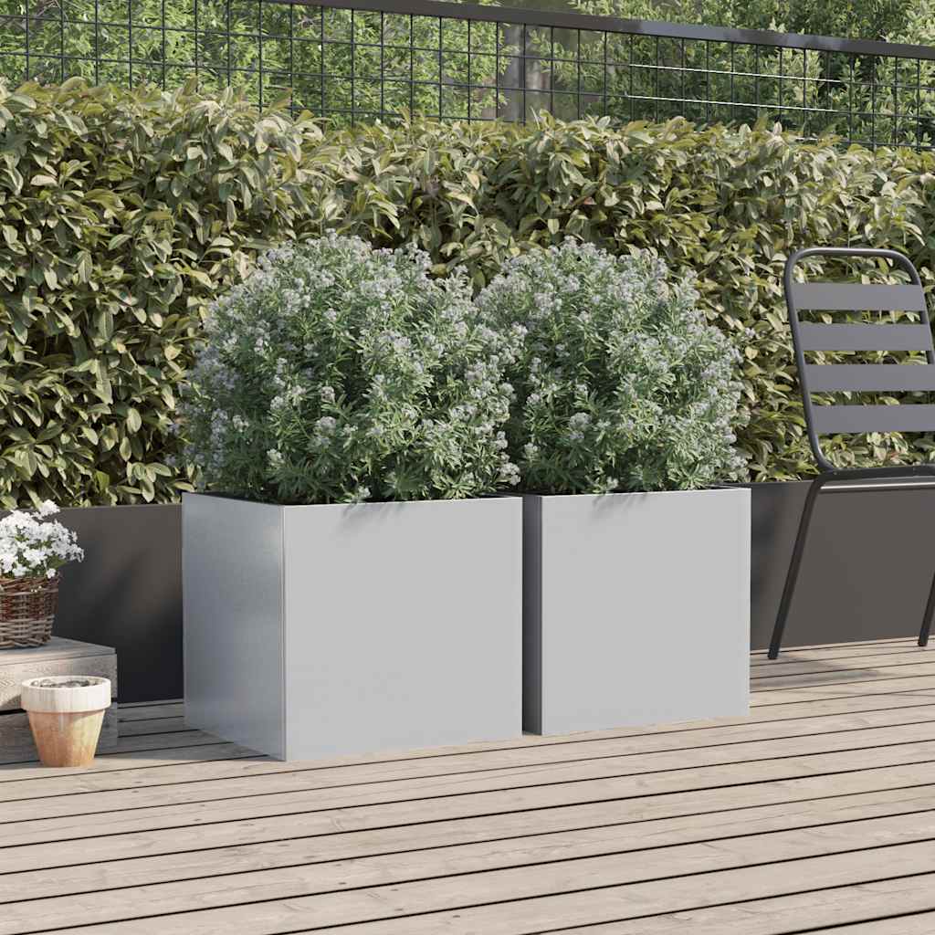 Planters 2 pcs Silver 42x40x39 cm Galvanised Steel