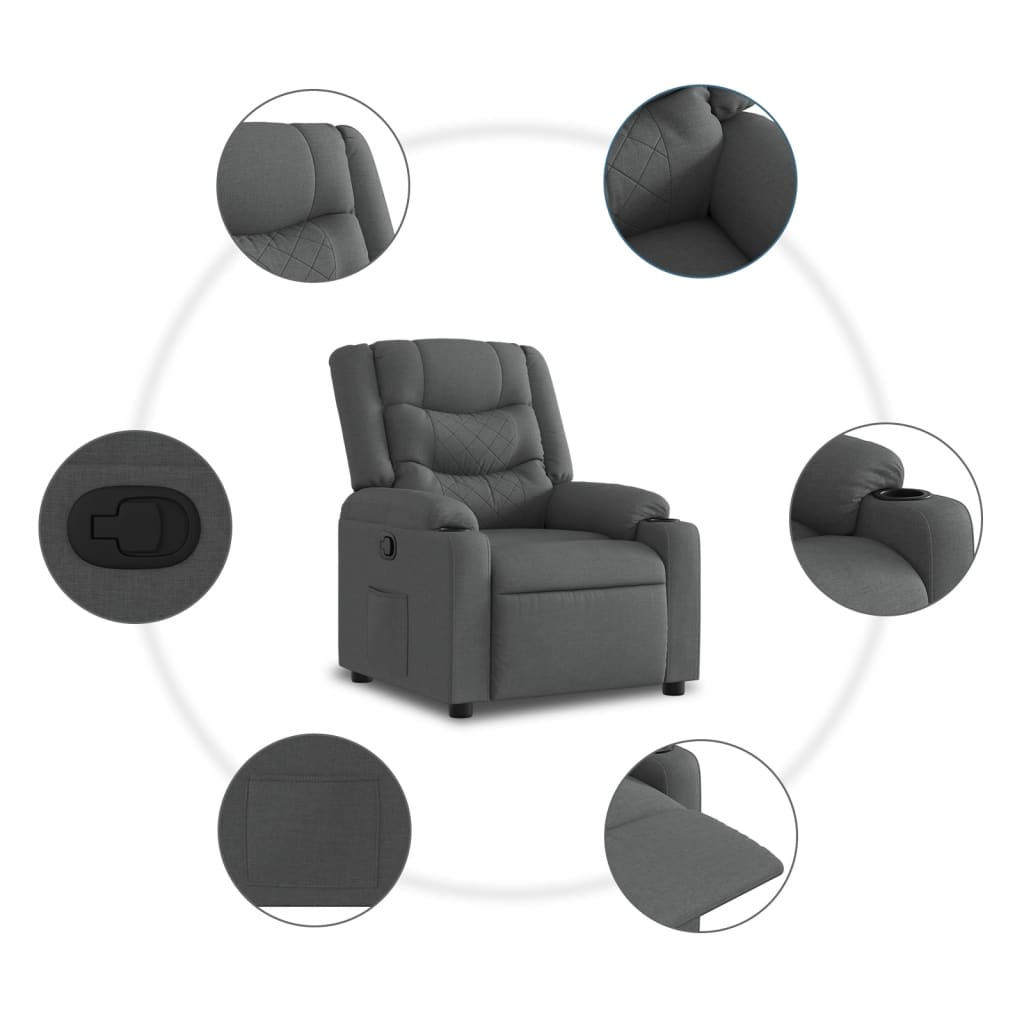 Recliner Chair Dark Grey Fabric