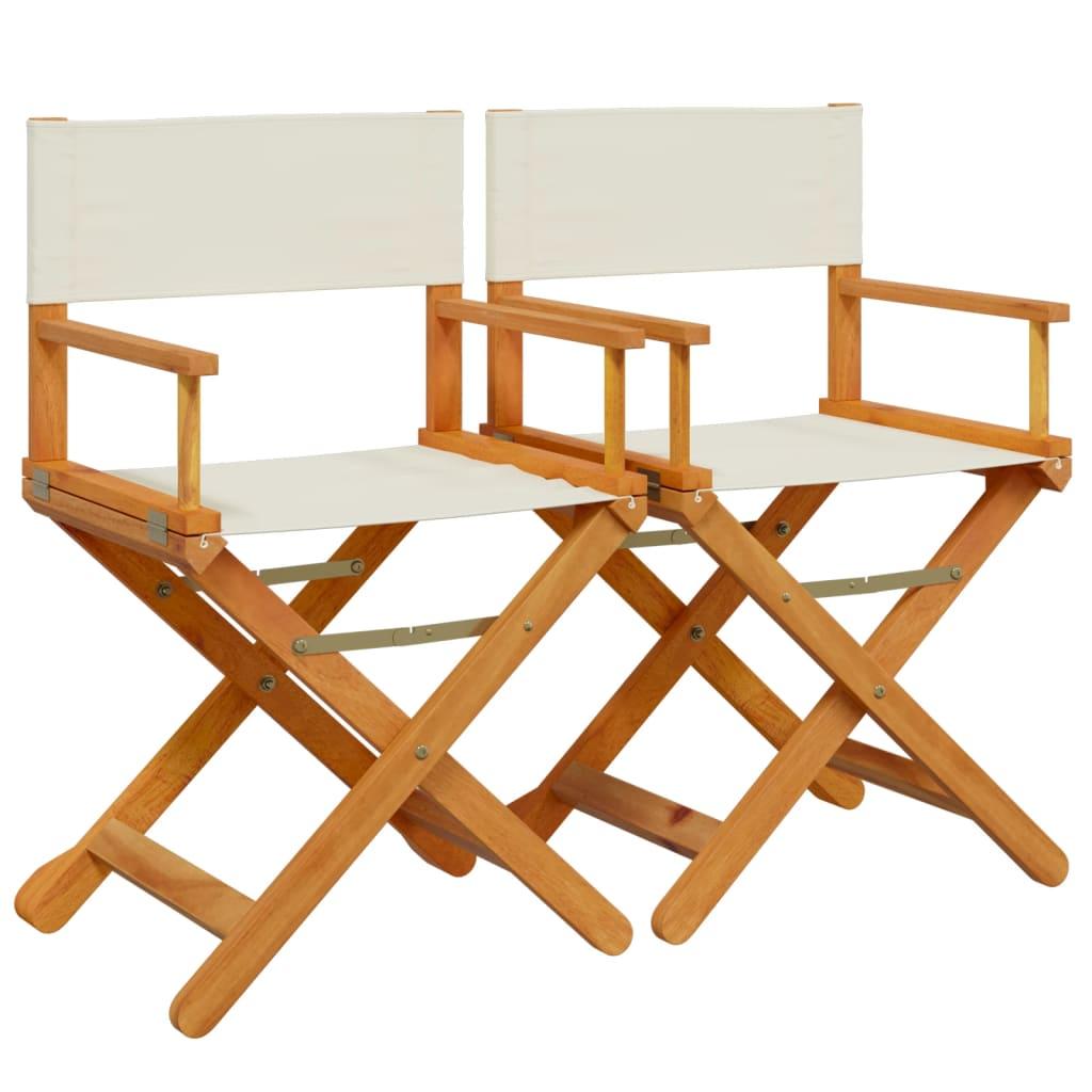 Folding Director Chairs 2 pcs Cream White Fabric