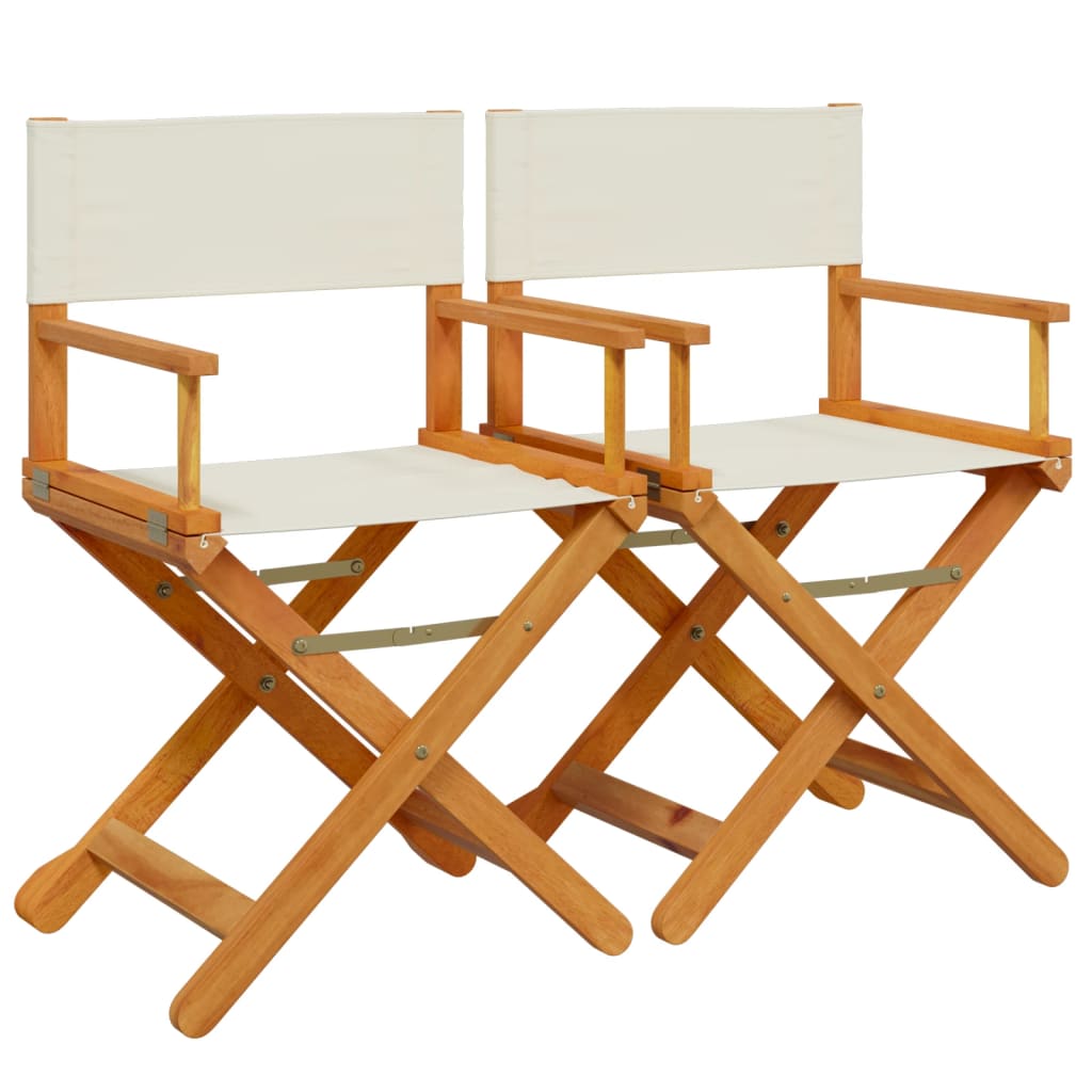 Folding Director Chairs 2 pcs Cream White Fabric