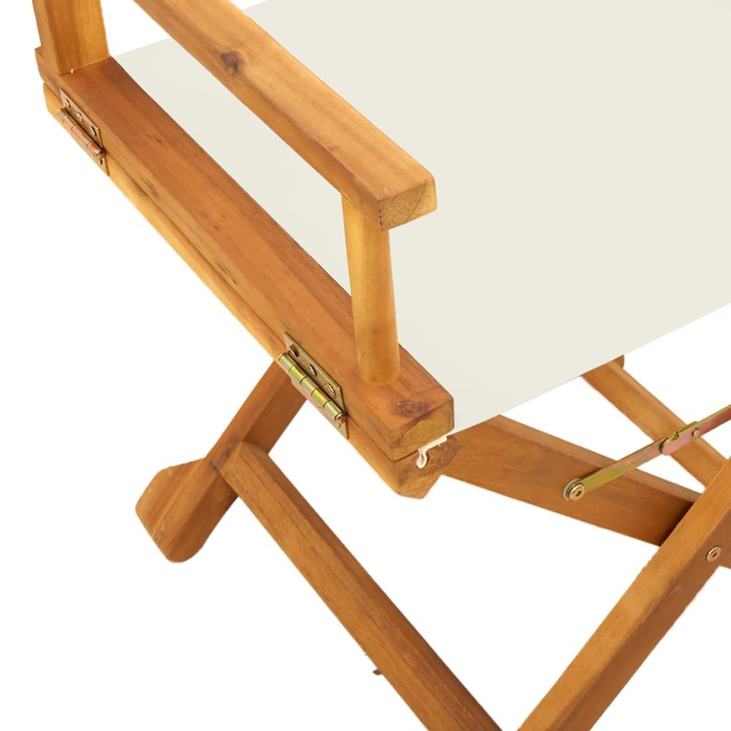 Folding Director Chairs 2 pcs Cream White Fabric