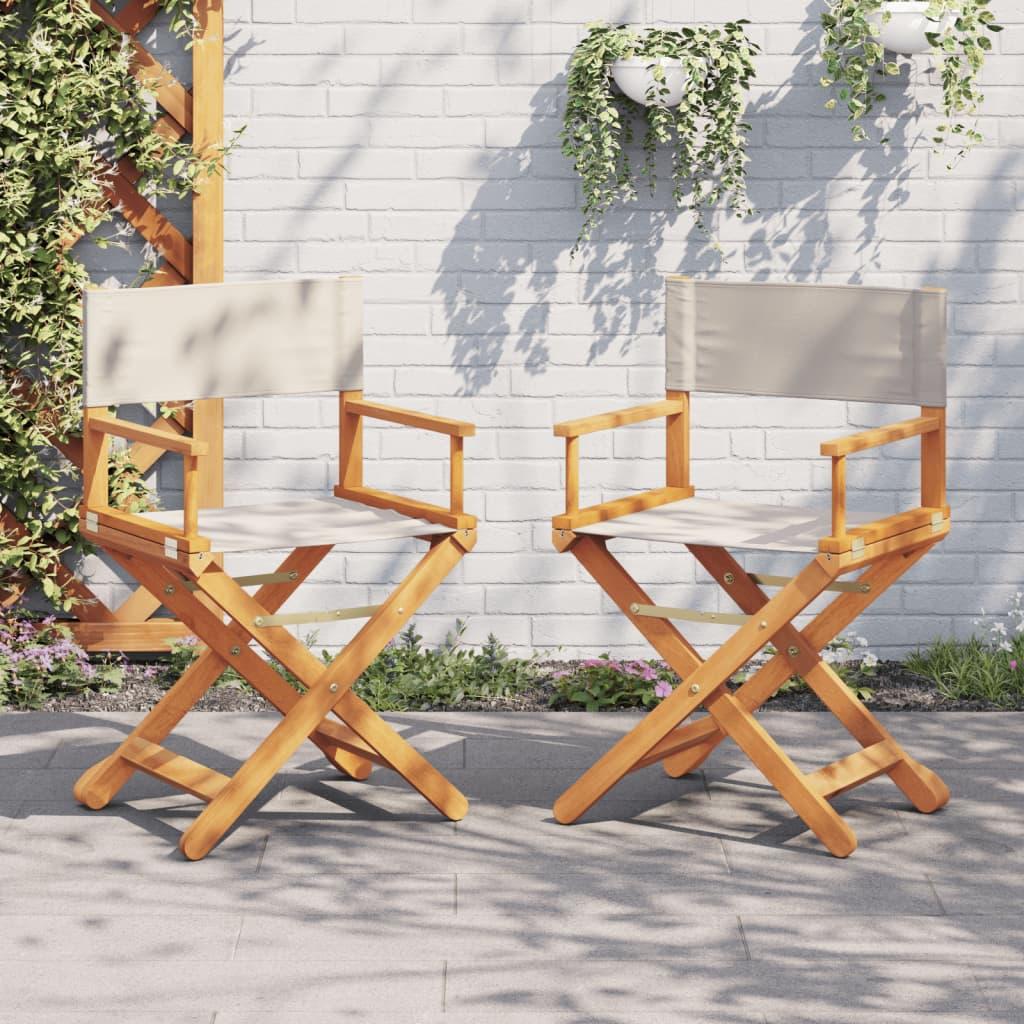 Folding Director Chairs 2 pcs Cream White Fabric