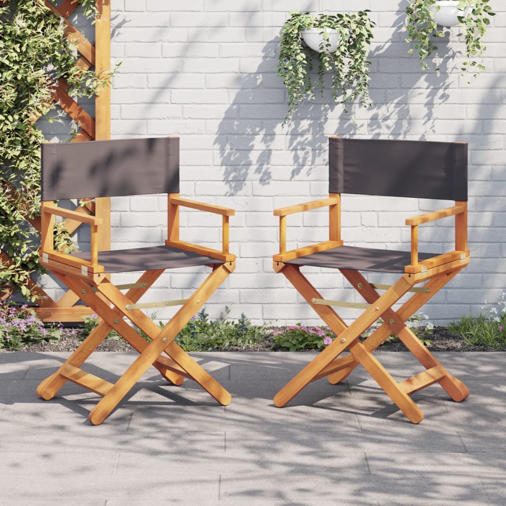 Folding Director Chairs 2 pcs Dark Grey Fabric