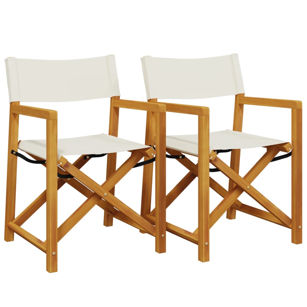 Folding Director Chairs 2 pcs Cream White Fabric