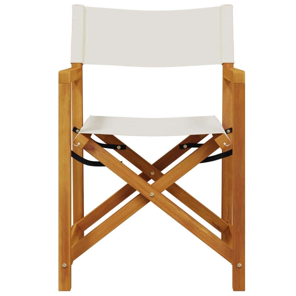 Folding Director Chairs 2 pcs Cream White Fabric