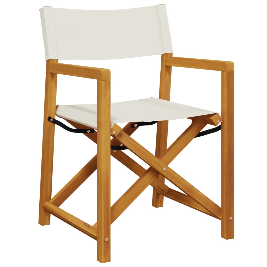 Folding Director Chairs 2 pcs Cream White Fabric