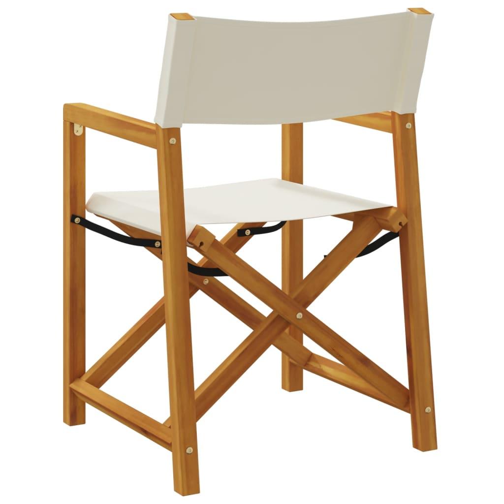 Folding Director Chairs 2 pcs Cream White Fabric