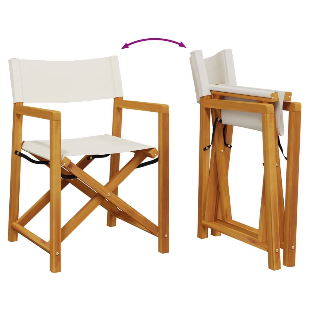 Folding Director Chairs 2 pcs Cream White Fabric