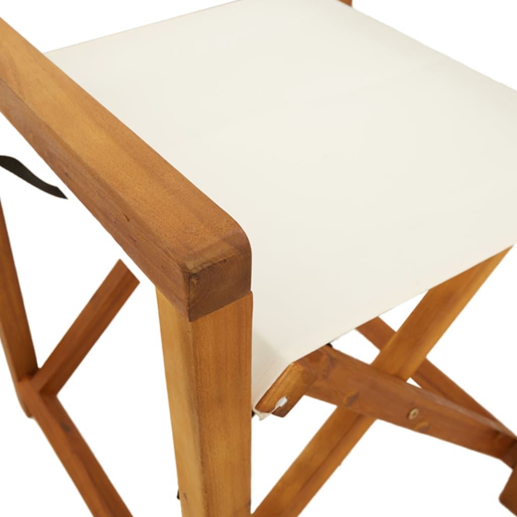 Folding Director Chairs 2 pcs Cream White Fabric