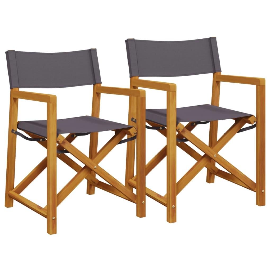 Folding Director Chairs 2 pcs Dark Grey Fabric
