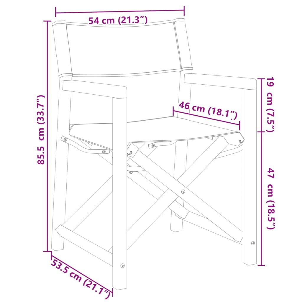 Folding Director Chairs 2 pcs Dark Grey Fabric