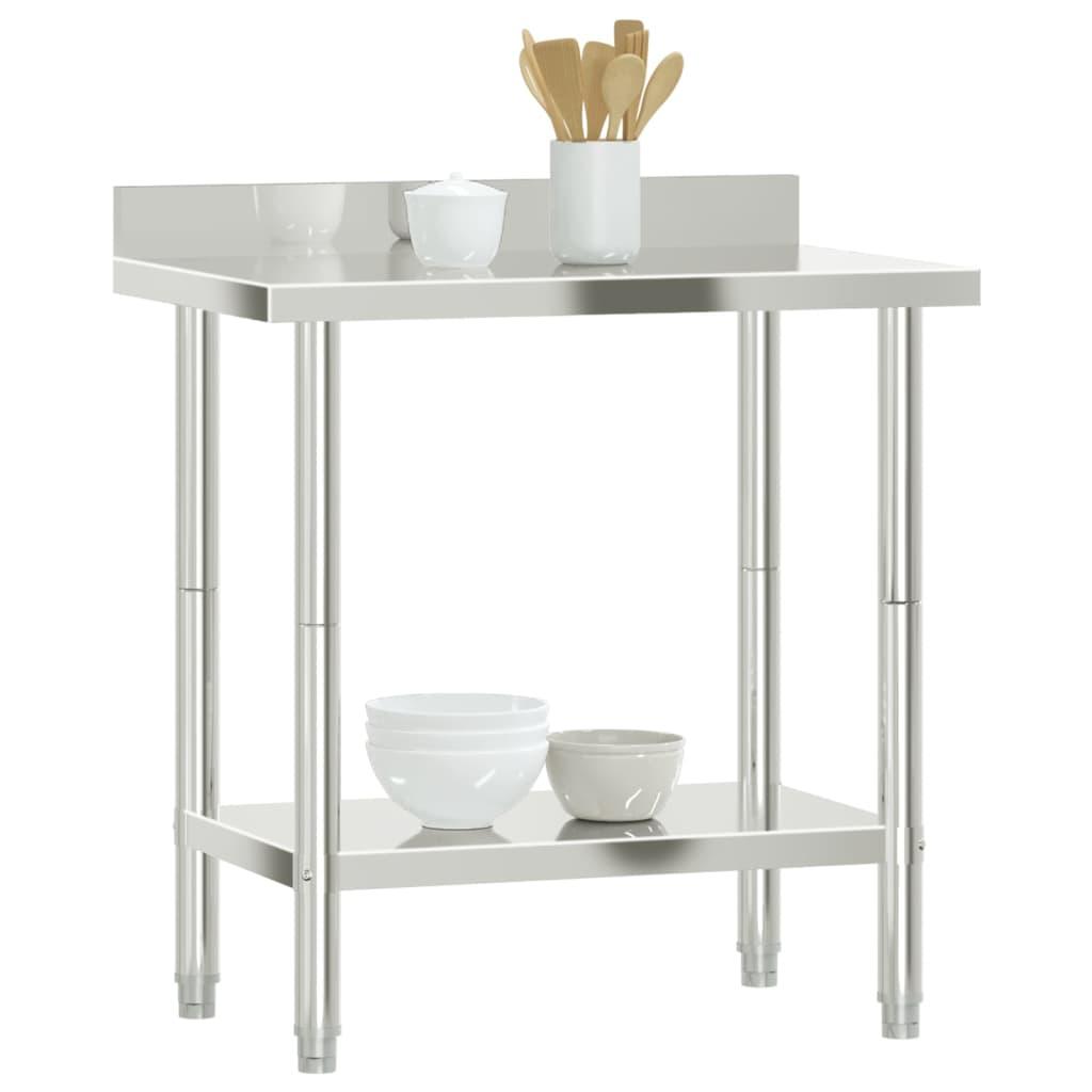 Kitchen Work Table with Backsplash 82.5x55x93 cm Stainless Steel
